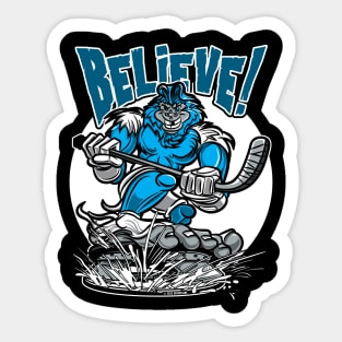 Believe Bigfoot Hockey Player Mascot Sticker